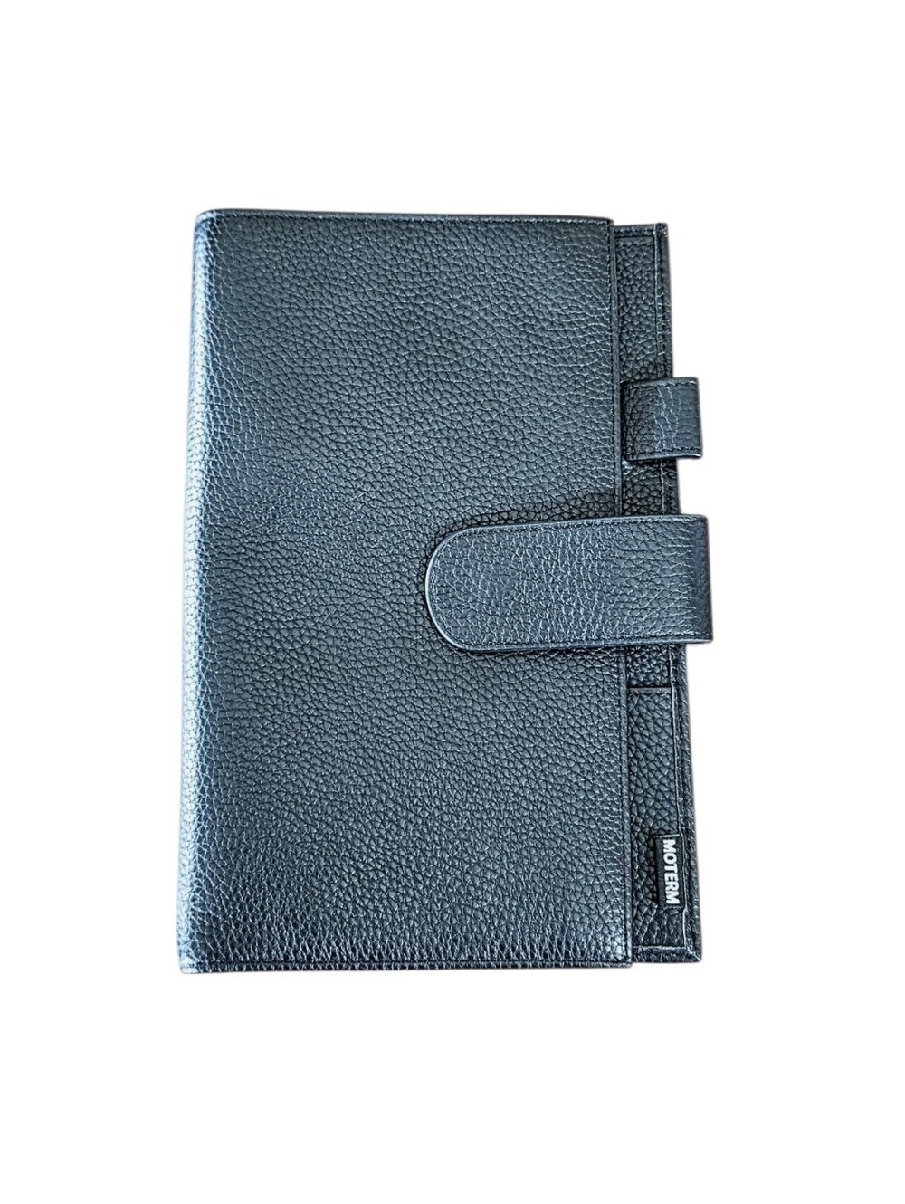 Moterm Black Pebbled Leather Organizer Cover with Snap Closure